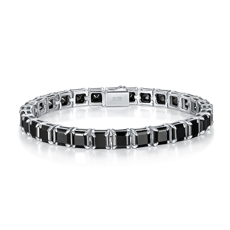 Sotiya Black Princess Cut Moissanite Tennis Bracelet Sterling Silver-Sotiya