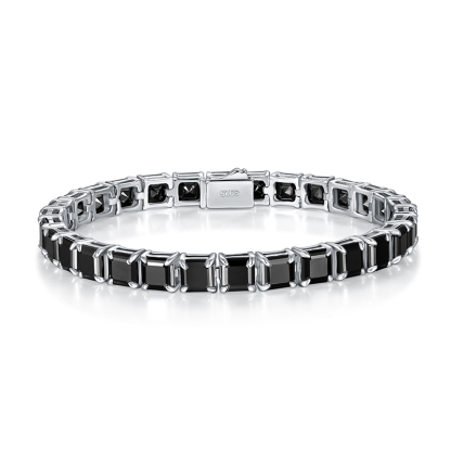 Sotiya Black Princess Cut Moissanite Tennis Bracelet Sterling Silver-Sotiya