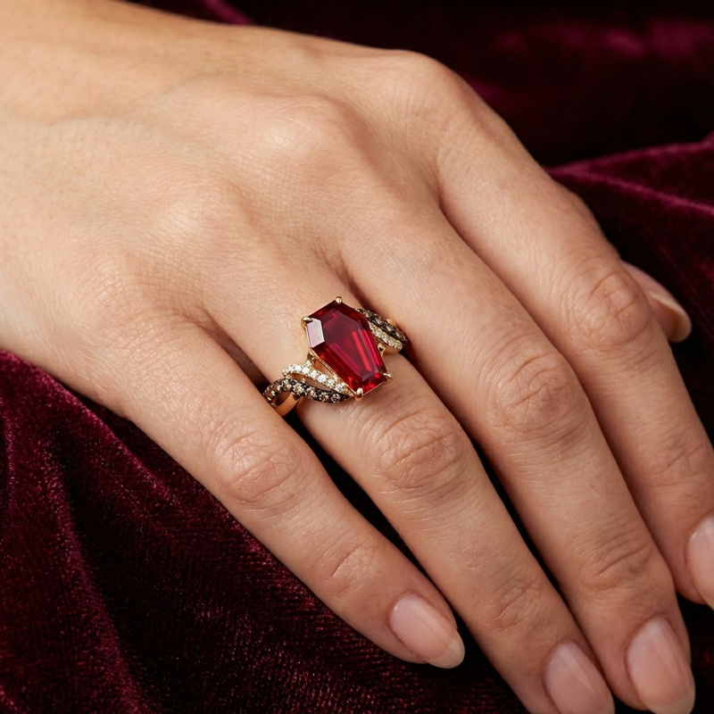 Sotiya Two Tone Twist Shank Coffin Cut Coffee Engagement Ring Sterling Silver-Sotiya