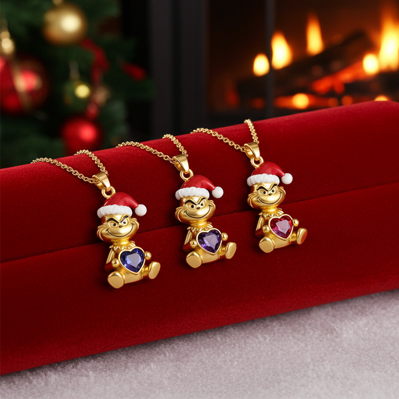 Sotiya Christmas Monster Embraces Love Heart Necklace Sterling Silver-Sotiya