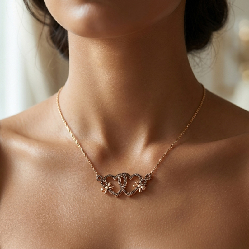 Sotiya Heart to Heart Infinity Bowknot Coffee Necklace Sterling Silver-Sotiya