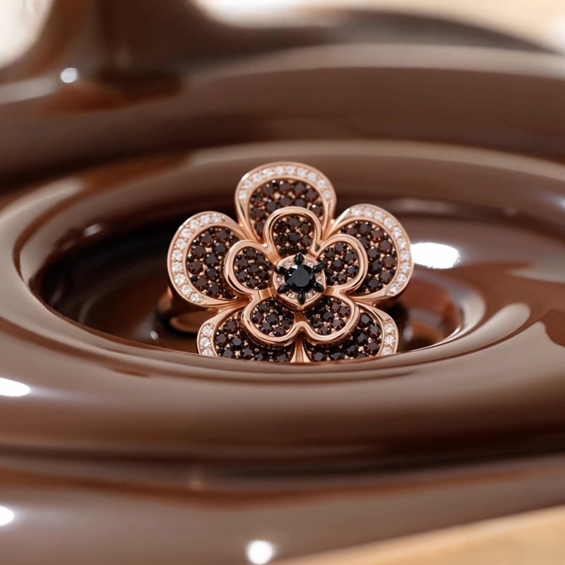 Sotiya Double Layer Flower Design Coffee Cocktail Ring Sterling Silver-Sotiya