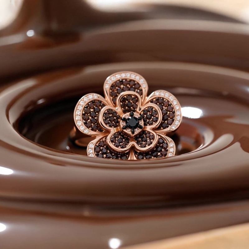 Sotiya Double Layer Flower Design Coffee Cocktail Ring Sterling Silver-Sotiya