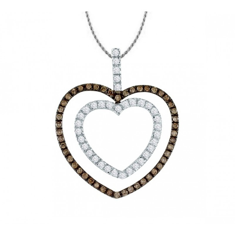 Sotiya Chocolate Double Heart Necklace Sterling Silver-Sotiya