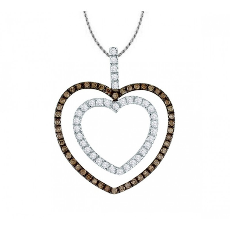 Sotiya Chocolate Double Heart Necklace Sterling Silver-Sotiya