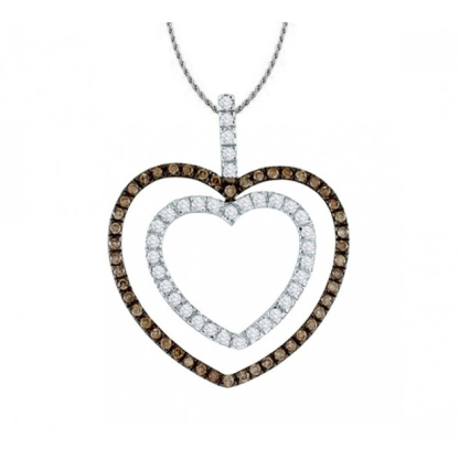 Sotiya Chocolate Double Heart Necklace Sterling Silver-Sotiya