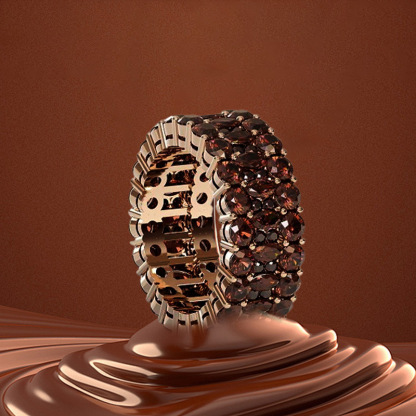 Sotiya Wide Round Cut Coffee Eternity Ring Sterling Silver-Sotiya