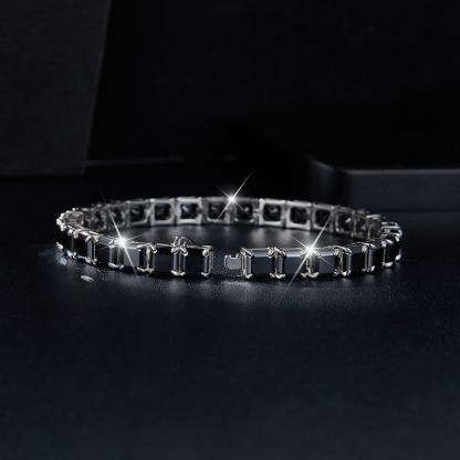 Sotiya Black Princess Cut Moissanite Tennis Bracelet Sterling Silver-Sotiya