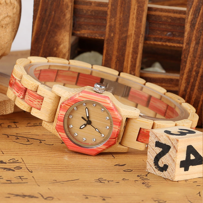 Sotiya Pink Bamboo Quartz Exquisite Ultra-thin Wooden Watch-Sotiya