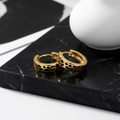 Sotiya Leopard Print Coffee Enamel Hoop Earrings Sterling Silver-Sotiya
