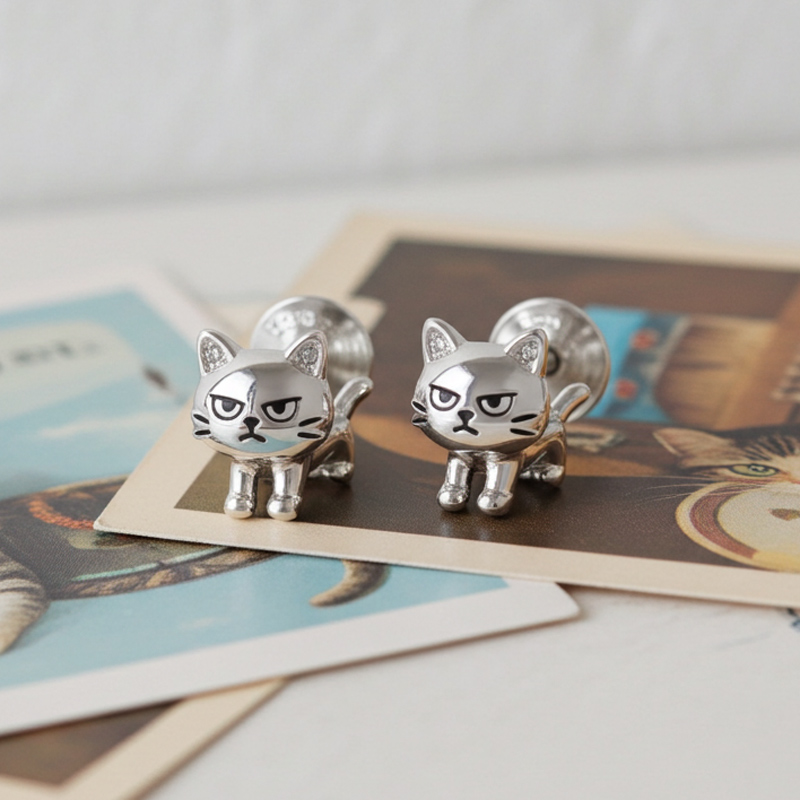Sotiya Grumpy Cat Stud Earrings-Sotiya
