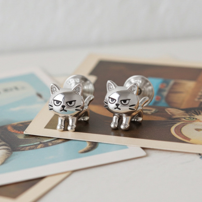 Sotiya Grumpy Cat Stud Earrings-Sotiya