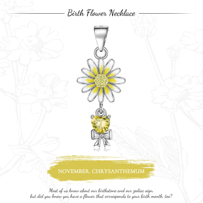 Sotiya Personalized 12 Birthstones Birth Month Flower Necklace Sterling Silver-Sotiya