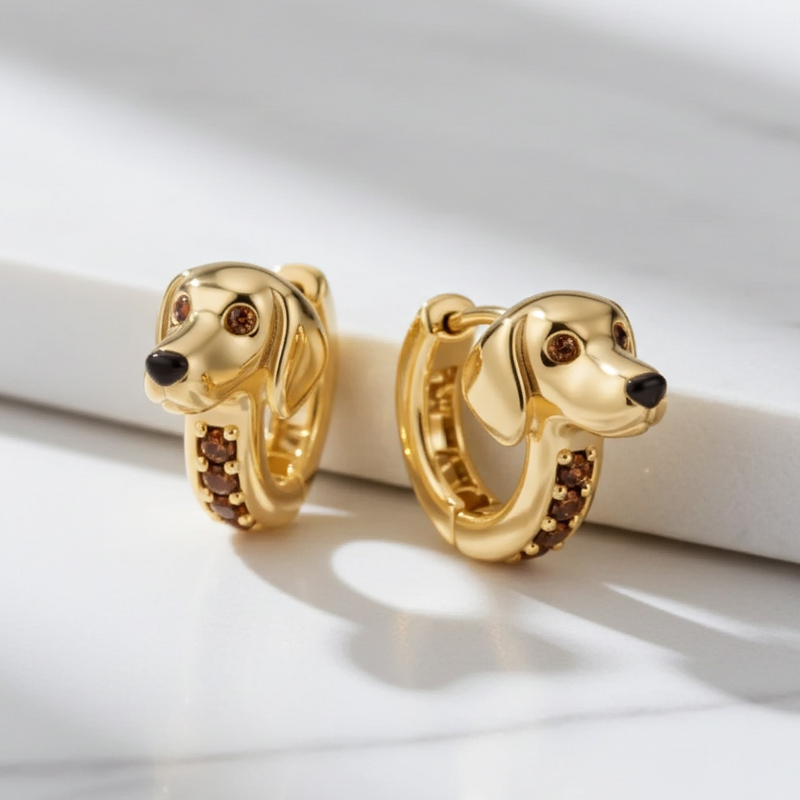Sotiya Dachshund Coffee Hoop Earrings-Sotiya