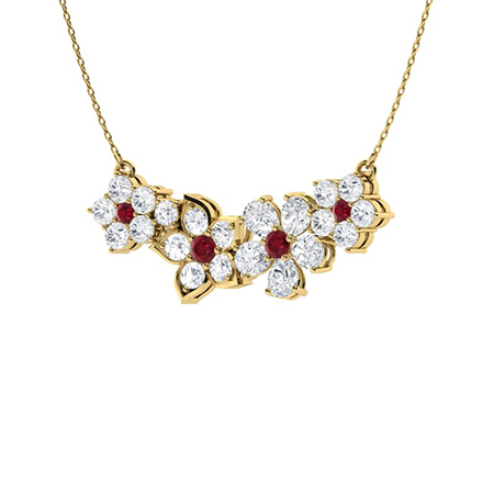 Sotiya Ruby Floral Design Necklace Sterling Silver-Sotiya