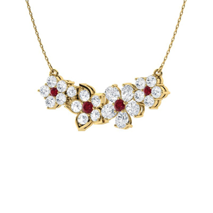 Sotiya Ruby Floral Design Necklace Sterling Silver-Sotiya