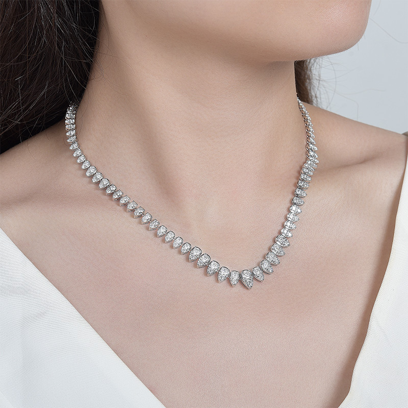 Sotiya Pear Shaped Round Cut Moissanite Necklace Sterling Silver-Sotiya