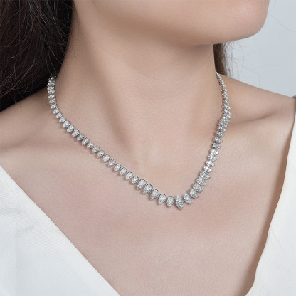 Sotiya Pear Shaped Round Cut Moissanite Necklace Sterling Silver-Sotiya