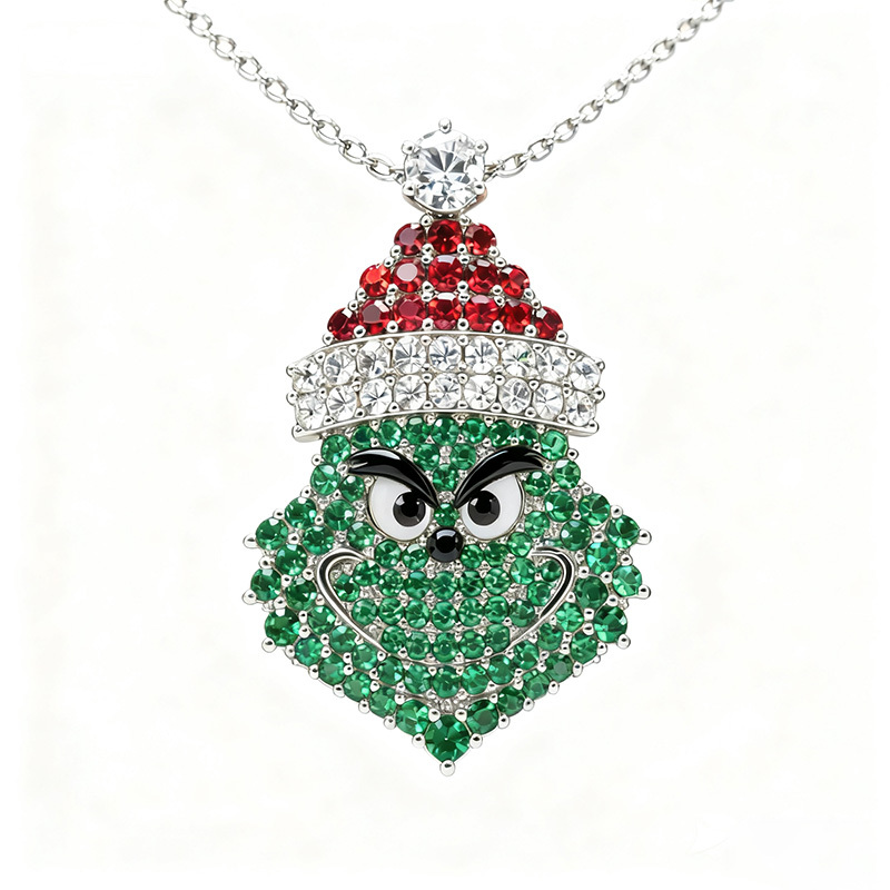 Sotiya Christmas Green Monster Necklace Sterling Silver-Sotiya