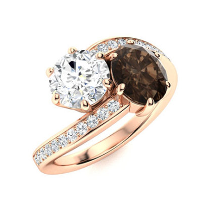 Sotiya Toi et Moi Bypass Coffee Oval and Round Cut Two Stone Engagement Ring Sterling Silver-Sotiya