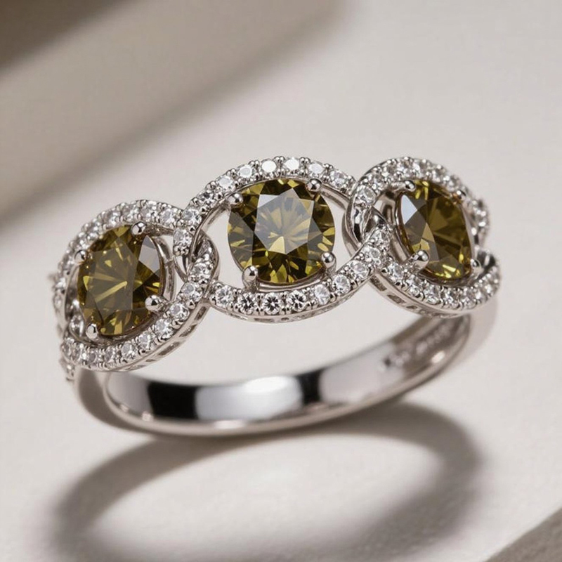 Sotiya Chain Link Round Cut Coffee Women's Wedding Ring Sterling Silver-Sotiya