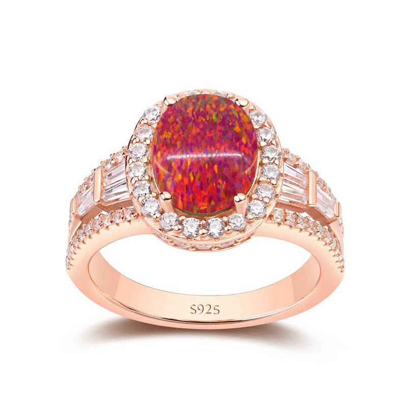 Sotiya Oval Cut Opal Halo Engagement Ring Sterling Silver-Sotiya