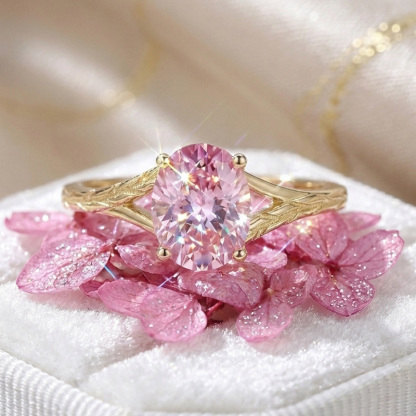 Sotiya Nature Inspired Pink Oval Fantasy Starbrite Cut Engagement Ring Sterling Silver-Sotiya