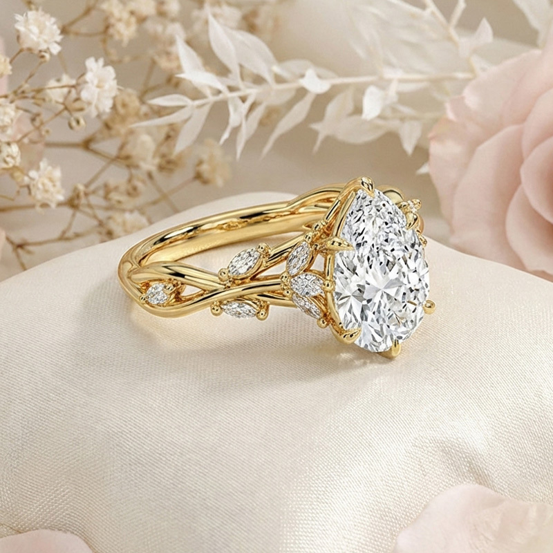 Sotiya Vines Twist Pear Cut Engagement Ring Sterling Silver