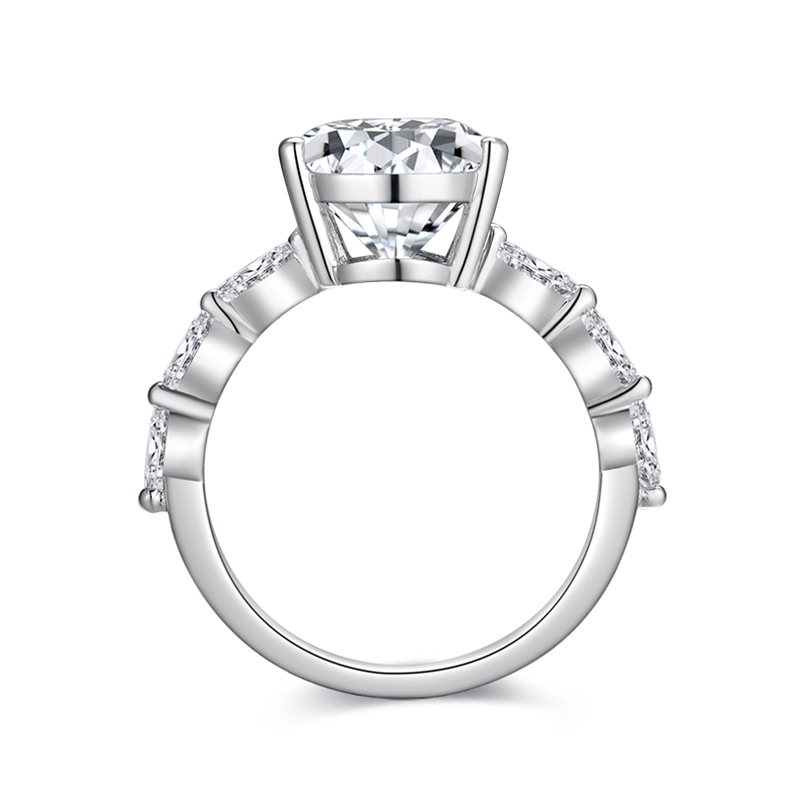 Sotiya Side Stones Pear Cut Moissanite Engagement Ring Sterling Silver-Sotiya