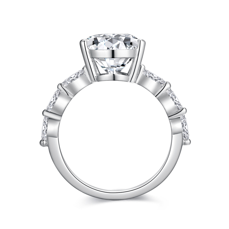 Sotiya Side Stones Pear Cut Moissanite Engagement Ring Sterling Silver-Sotiya