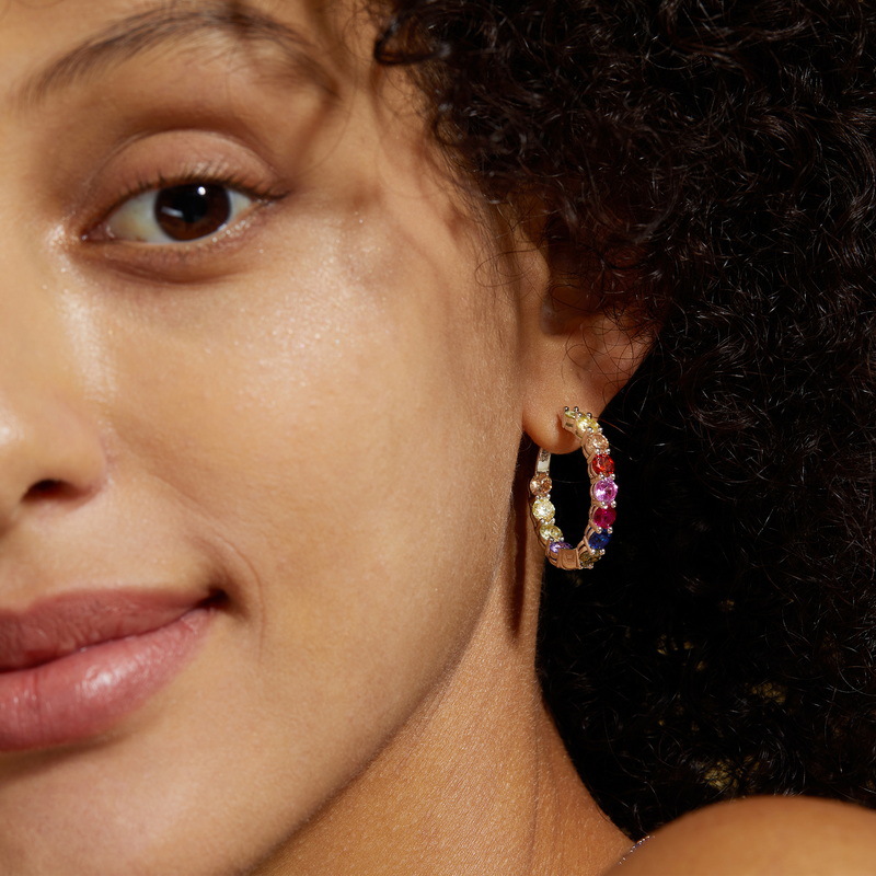 Sotiya Multi Color Rainbow Hoop Earrings Sterling Silver-Sotiya