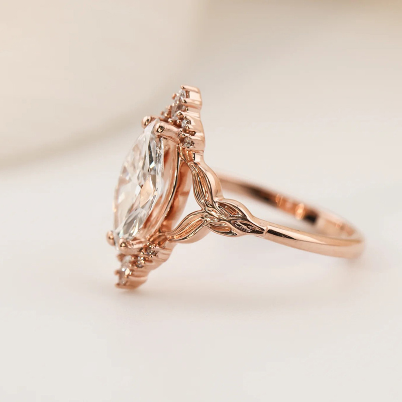 Sotiya Marquise Cut Mermaid Tail Engagement Ring Sterling Silver-Sotiya