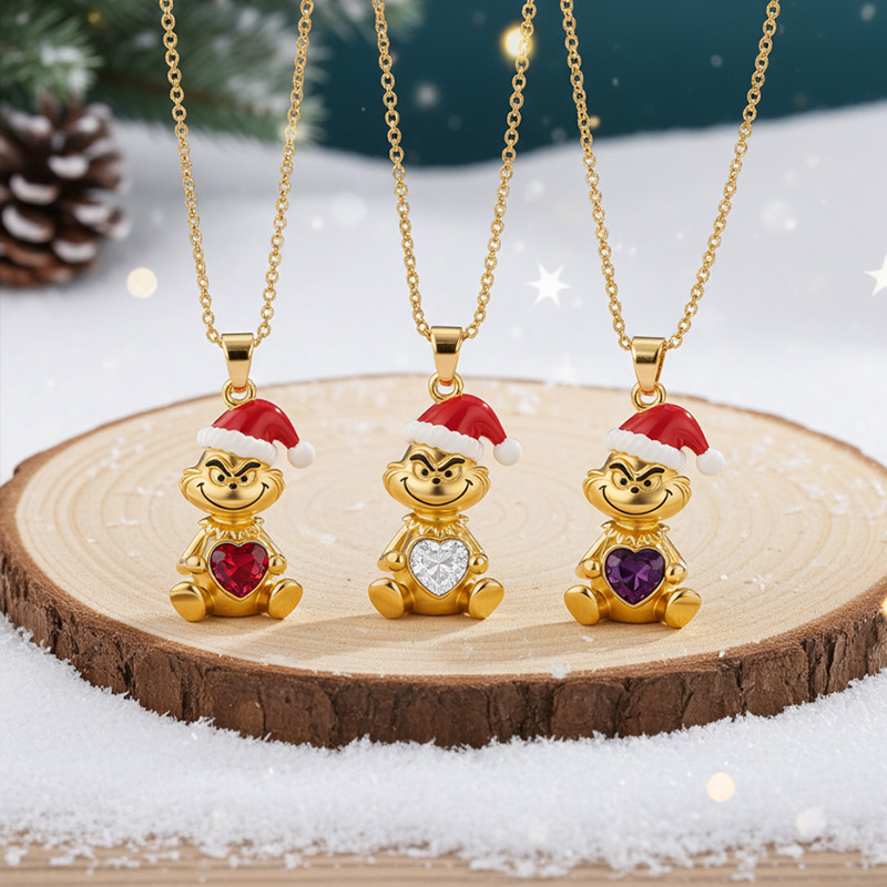 Sotiya Christmas Monster Embraces Love Heart Necklace Sterling Silver-Sotiya