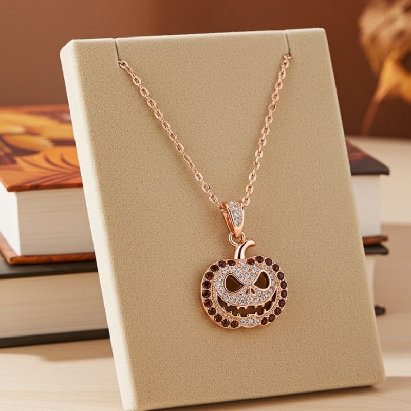 Sotiya Pumpkin Skull Inspired Coffee Necklace Sterling Silver