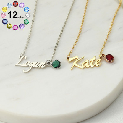 Sotiya Custom Name Birthstone Personalized Necklace Sterling Silver-Sotiya