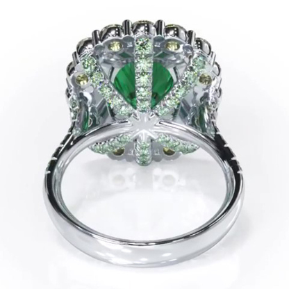 Sotiya Cathedral Double Halo Cushion Cut Engagement Ring Sterling Silver-Sotiya