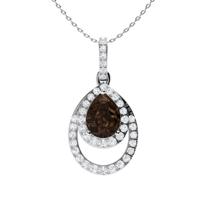 Sotiya Gorgeous Coffee Pear Cut Halo Necklace Sterling Silver-Sotiya