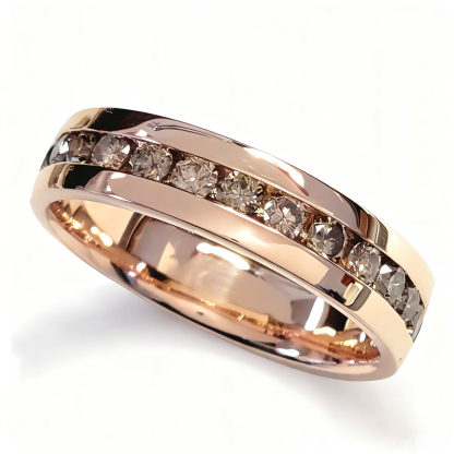 Sotiya Fancy Round Cut Coffee Men's Wedding Ring Eternity Band 14k Rose Gold Sterling Silver-Sotiya