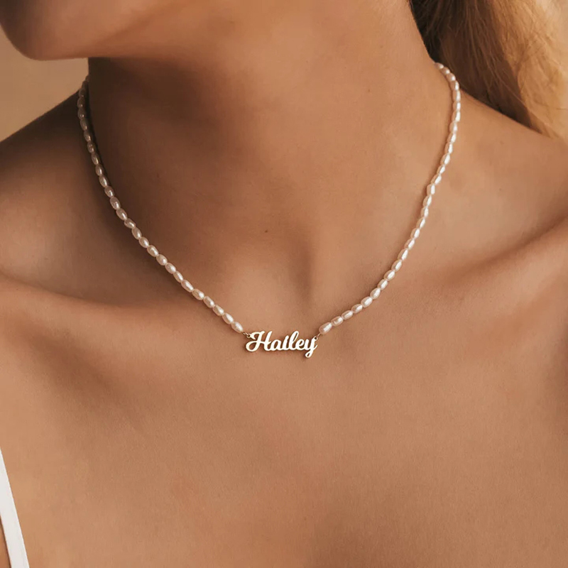Sotiya Personalized Name Pearl Necklace Sterling Silver-Sotiya