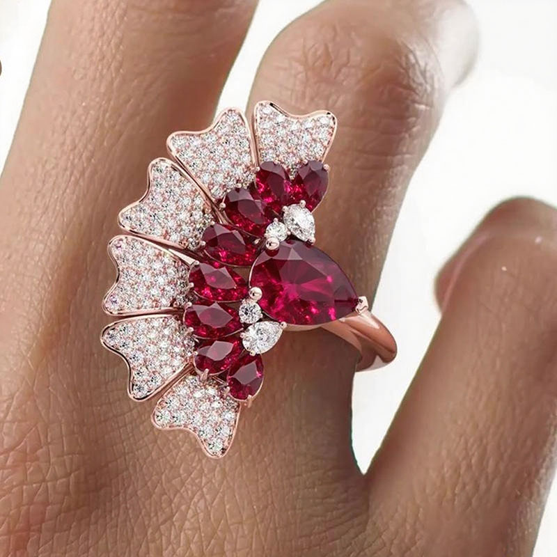 Sotiya Peacock Inspired Pear Cut Cocktail Ring Sterling Silver-Sotiya