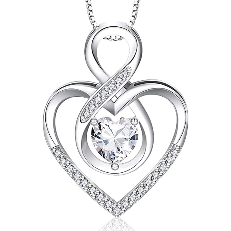 Sotiya 12 Birthstones Intertwined Infinity Heart Necklace Sterling Silver-Sotiya
