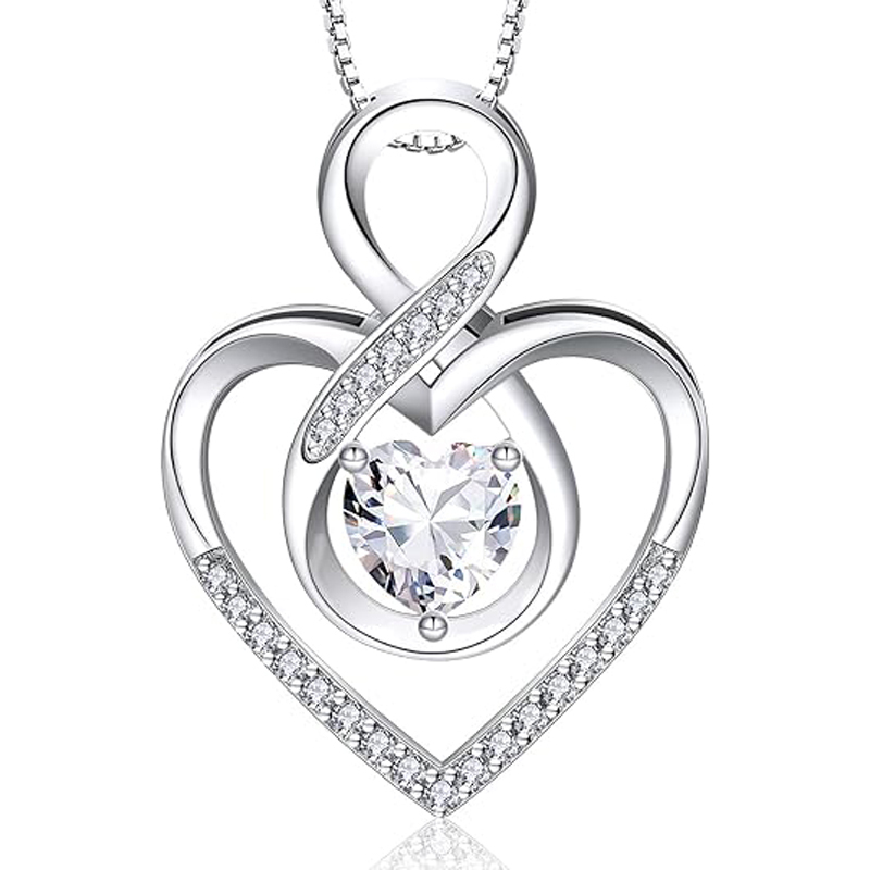 Sotiya 12 Birthstones Intertwined Infinity Heart Necklace Sterling Silver-Sotiya