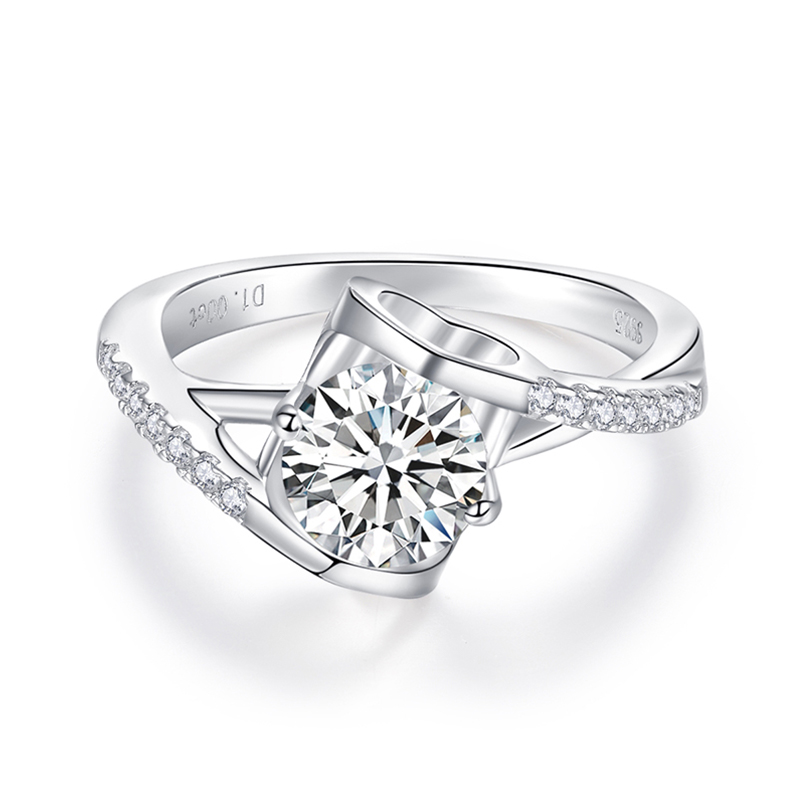 Sotiya Twist Heart Design Round Cut Moissanite Engagement Ring Sterling Silver-Sotiya