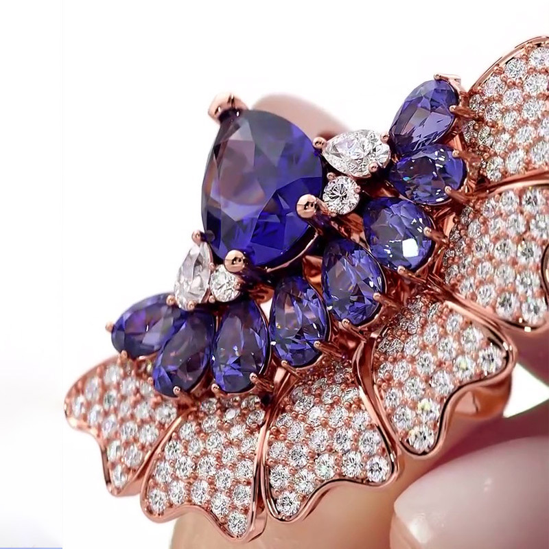 Sotiya Peacock Inspired Pear Cut Cocktail Ring Sterling Silver-Sotiya