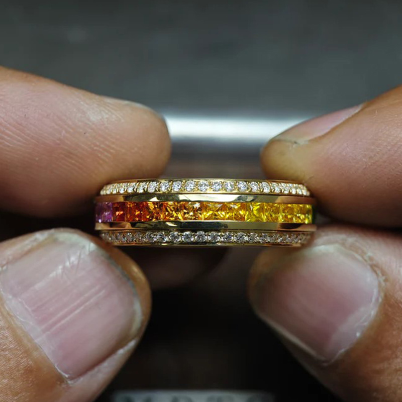 Sotiya Rainbow Fidget Spinner Ring Eternity Ring Sterling Silver-Sotiya