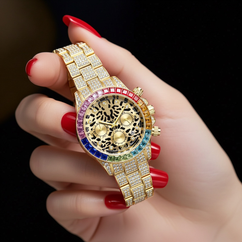 Sotiya Leopard Print Tortoiseshell Pattern Dial Luxury Waterproof Quartz Unisex Watch-Sotiya