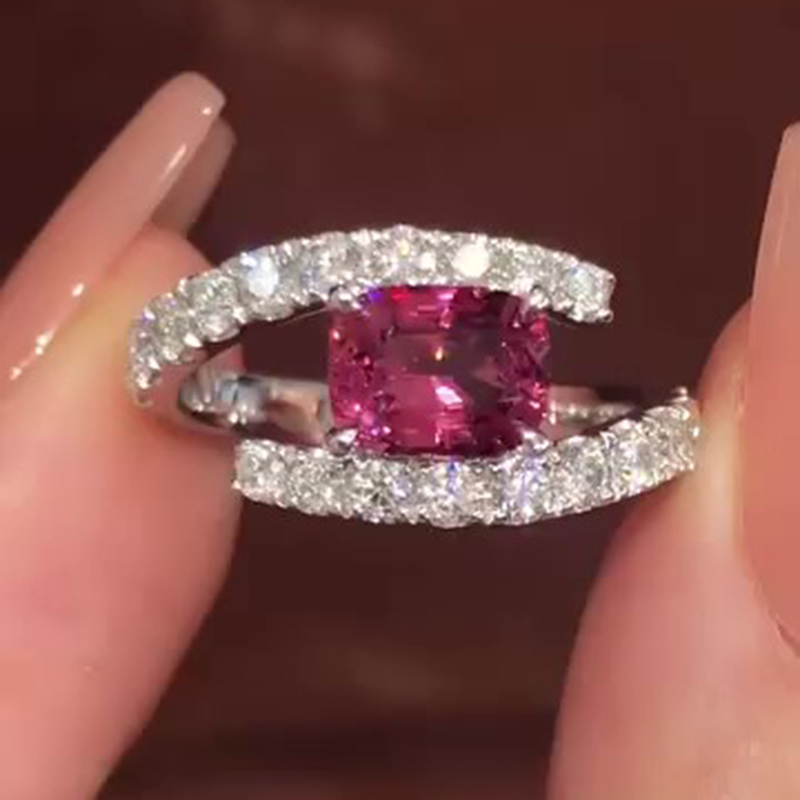 Sotiya Bypass Cushion Cut Engagement Ring Sterling Silver-Sotiya