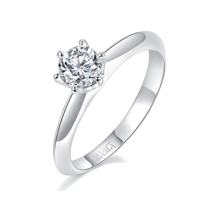 Sotiya Classic 6 Prong Round Cut Solitaire Moissanite Engagement Ring Sterling Silver