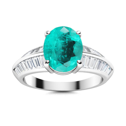 Sotiya Sidestone Paraiba Oval Cut Engagement Ring Sterling Silver-Sotiya