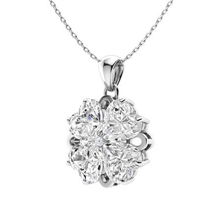 Sotiya Customizable 12 Birthstones Four Leaf Clover Flower Heart Cut Necklace Sterling Silver-Sotiya